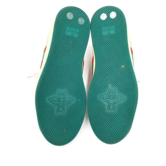 Gucci GG Logo Screener Web Stripe Beige with Pink Leather Trim Size EU39/US8.5 - Picture 9 of 9